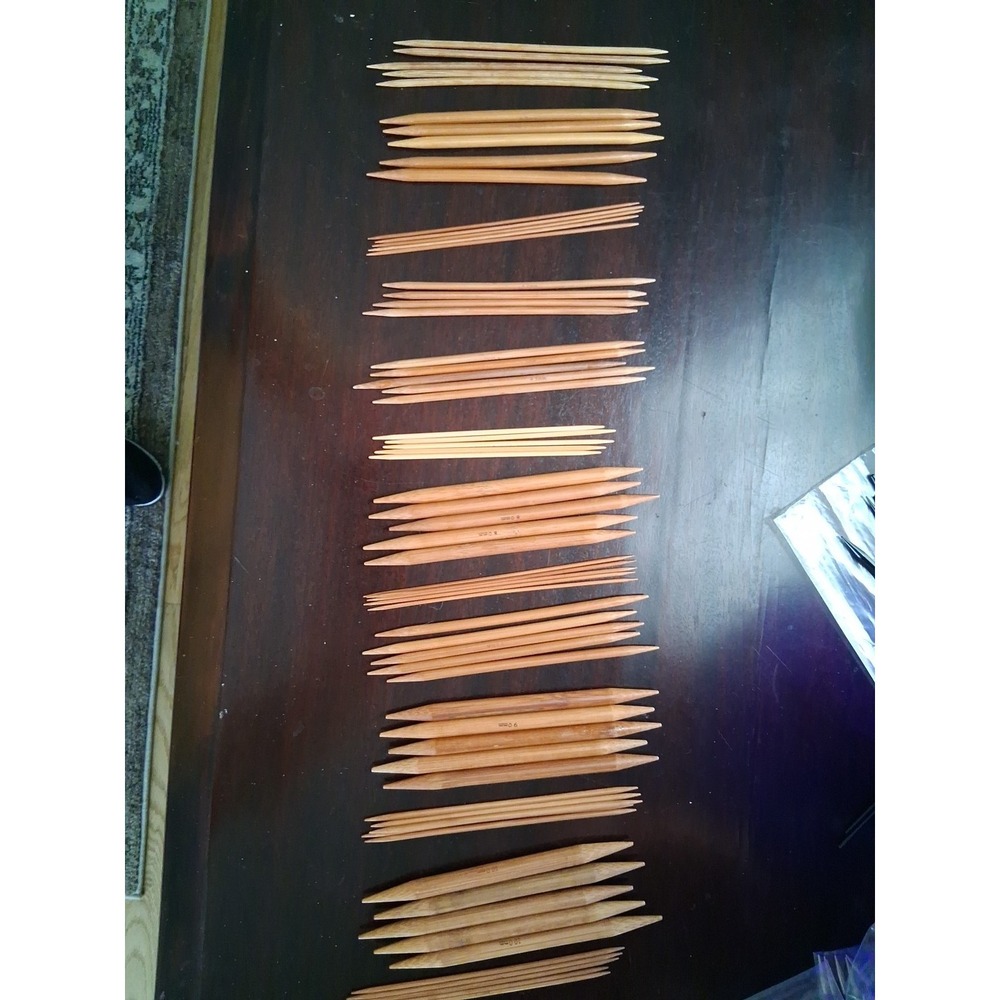 Vintage Lot Of  Bamboo Knitting Needles . Size in Description.  15 Sizes.